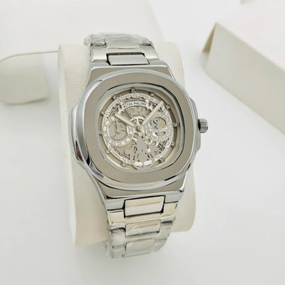Patek Philippe Skeleton Nautilus - Stainless Steel - Automatic- Silver Edition - WRIST ND WEAR